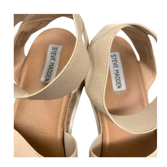 Steve Madden Bandi Sz 9.5 Flatform Platform Cork Wedge Sandals Strappy Lug Sole - Picture 6 of 9